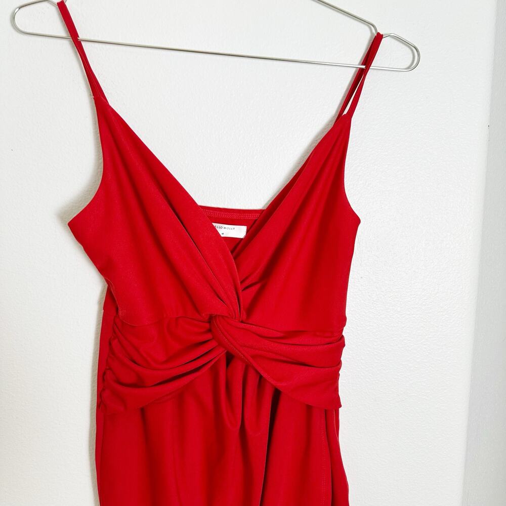 Hello Molly Bodycon Knee-Length Dress Red Knot Front sz M - Picture 2 of 10